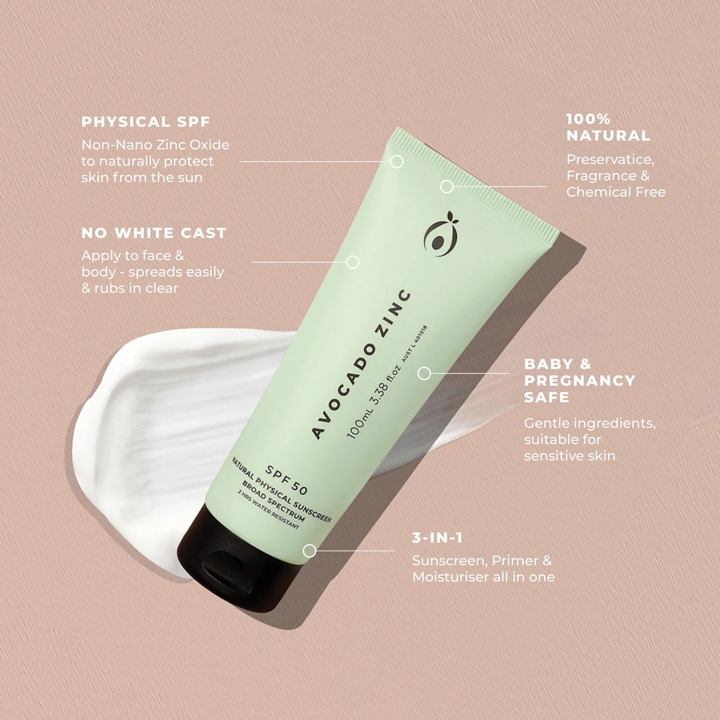 Avocado Zinc Sunscreen SPF 50